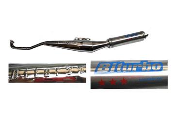 Auspuff Biturbo Chrom mit silbernen Endtopf 25mm